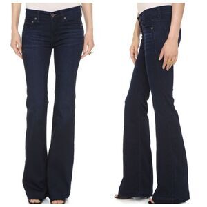 Free People Gummy Flare Jeans Morrisey Wash Women’s Size 25 Mid Rise Stretch Bel